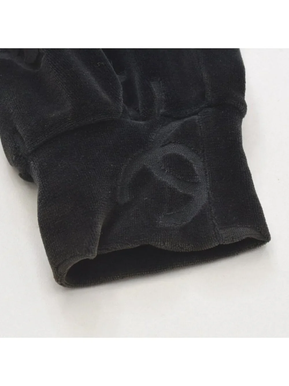 Chanel Jacket Cardigan Vintage CC Logo Coco Buttons Velour Black Silver 40
